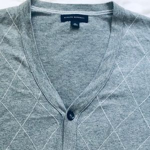 Men’s Button Down Grey Argyle Sweater Sz XL